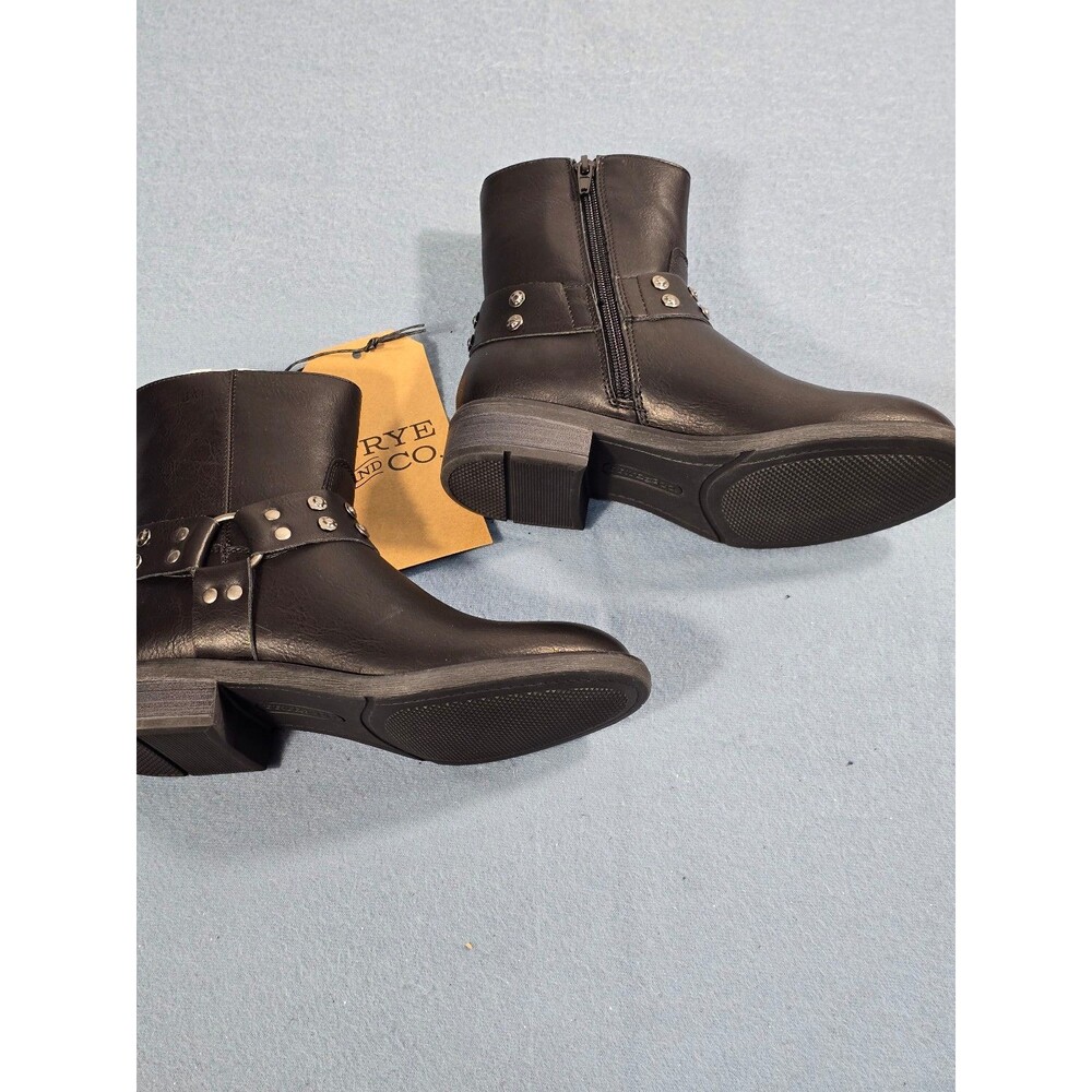 FRYE AND CO Black Studded Moto Boots Women's Size 5